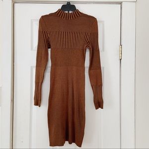 Brown long sleeve bodycon dress